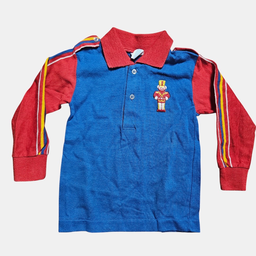 Vintage Donmoor Embroidered Soldier Nutcracker Knit Long Sleeve Shirt 3T Retro‎